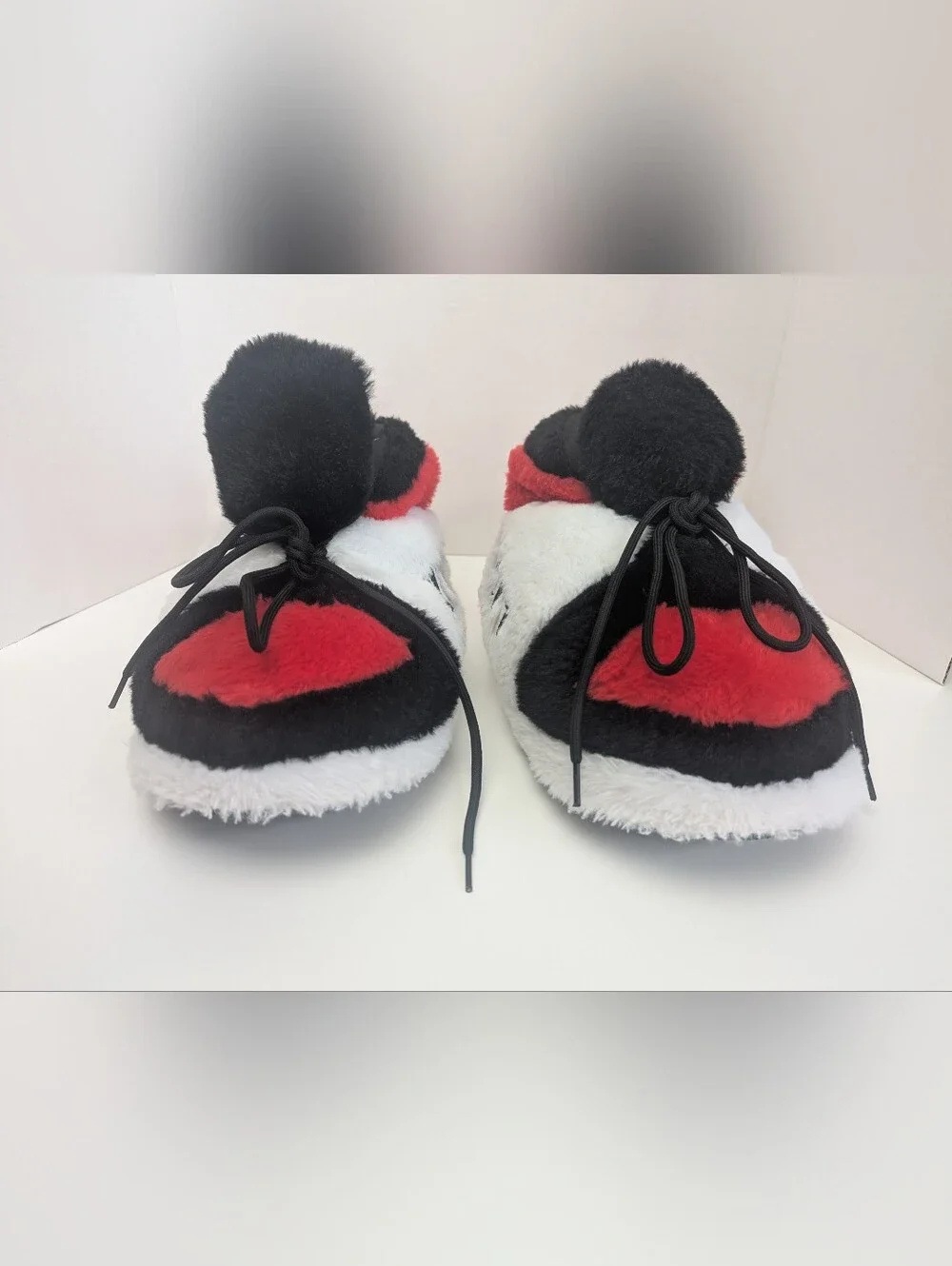 Unbranded Plush Sneaker Slippers Bred Red Black White One Size Fits Most